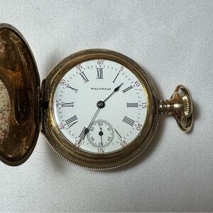 Working 1903 Waltham 'Seaside' 0s Fancy Hunting Case w/ Swallow Engravings